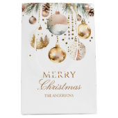 Vrolijk Kerstmis boho metallic baubles waterverf Medium Cadeauzakje (Voorkant)