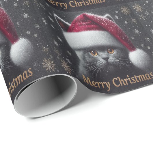 Vrolijk Kerstmis Bombay Kat, Kerstman Bombay Kat Cadeaupapier (Rol Hoek)