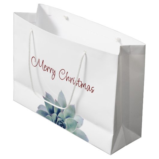 Vrolijk Kerstmis botanisch Groot Cadeauzakje (Voorkant Gekanteld)