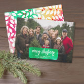 Vrolijk Kerstmis Botanische Cheery Tie Dye - Foto Feestdagenkaart