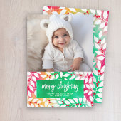 Vrolijk Kerstmis Botanische Cheery Tie Dye - Foto Feestdagenkaart