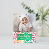 Vrolijk Kerstmis Botanische Cheery Tie Dye - Foto Feestdagenkaart (Staand voorkant)