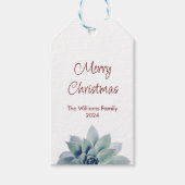 Vrolijk Kerstmis Botanische Succulent Cadeaulabel (Voorkant)