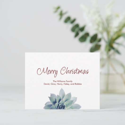 Vrolijk Kerstmis Botanische Succulent Feestdagenkaart (Staand voorkant)