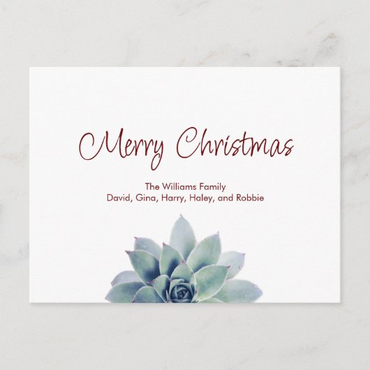 Vrolijk Kerstmis Botanische Succulent Feestdagenkaart (Voorkant)