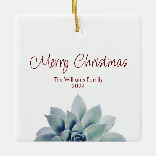 Vrolijk Kerstmis Botanische Succulent Keramisch Ornament (Voorkant)