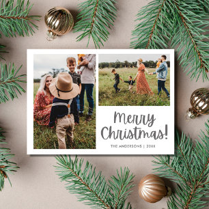 Vrolijk Kerstmis Botanische Vogel Twee Foto Famili Feestdagenkaart