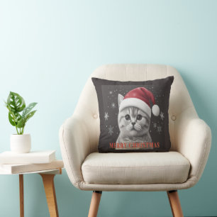 Vrolijk Kerstmis Britse shorthair Cat, Santa Cat Kussen