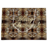 Vrolijk Kerstmis Bruin Patroon Faux Gold Script Groot Cadeauzakje (Voorkant)