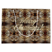Vrolijk Kerstmis Bruin Patroon Faux Gold Script Groot Cadeauzakje (Achterkant)