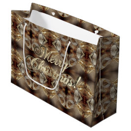 Vrolijk Kerstmis Bruin Patroon Faux Gold Script Groot Cadeauzakje