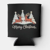 Vrolijk Kerstmis Buffel Plaid Rendier Xmas Tree Blikjeskoeler (Voorkant)