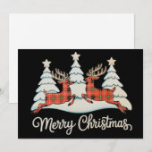 Vrolijk Kerstmis Buffel Plaid Rendier Xmas Tree Feestdagenkaart (Voorkant / Achterkant)