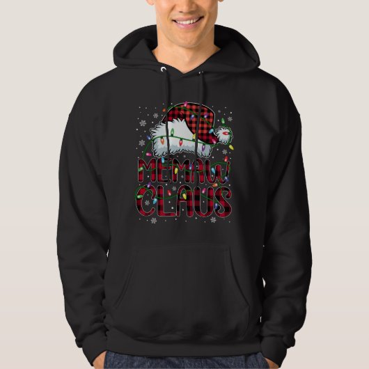 Vrolijk Kerstmis Buffel Plaid Rode Kerstman Hoed M Hoodie (Voorkant)