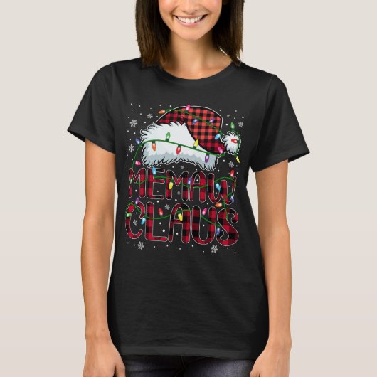 Vrolijk Kerstmis Buffel Plaid Rode Kerstman Hoed M T-shirt (Voorkant)