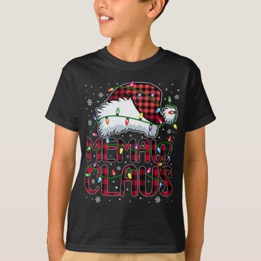 Vrolijk Kerstmis Buffel Plaid Rode Kerstman Hoed M T-shirt (Voorkant)
