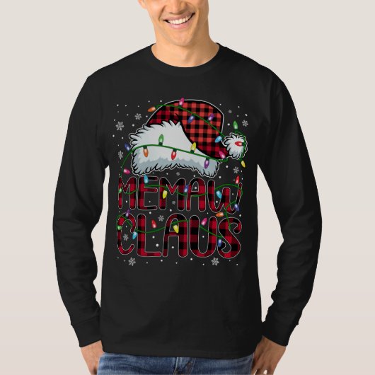 Vrolijk Kerstmis Buffel Plaid Rode Kerstman Hoed M T-shirt (Voorkant)