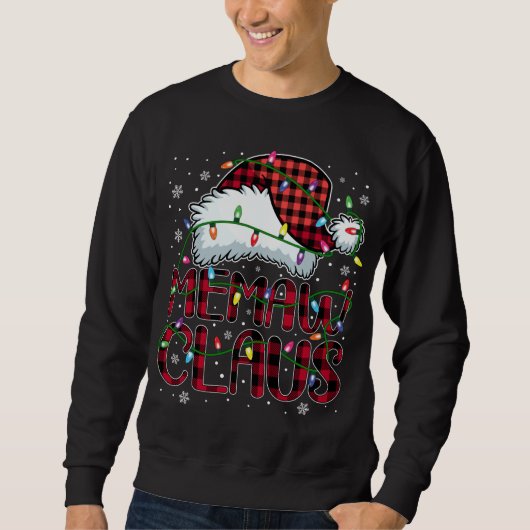 Vrolijk Kerstmis Buffel Plaid Rode Kerstman Hoed M Trui (Voorkant)