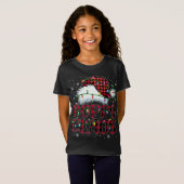 Vrolijk Kerstmis Buffel Plaid Rode Santa Hoed Popp T-shirt (Voorkant volledig)