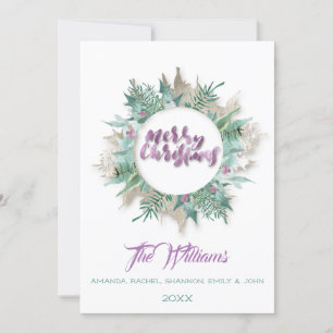 Vrolijk Kerstmis buik krans Monogram Wit Kaart