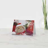 Vrolijk Kerstmis Bunny in Santa Hat Kaart (Voorkant)