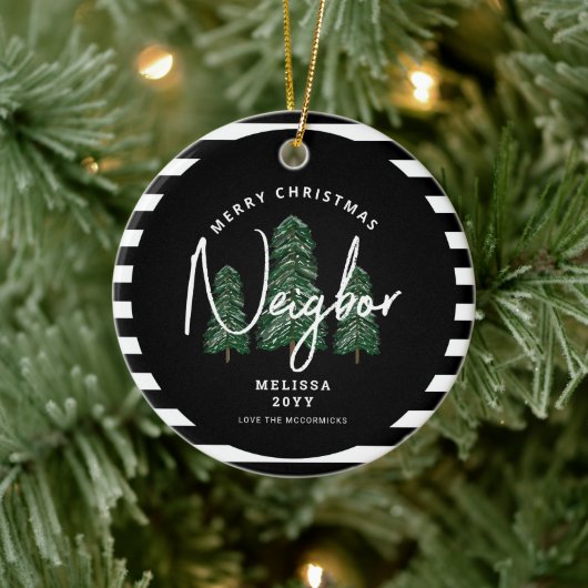 Vrolijk Kerstmis Buurtje Gepersonaliseerd Aangepas Keramisch Ornament (Boom)