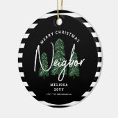 Vrolijk Kerstmis Buurtje Gepersonaliseerd Aangepas Keramisch Ornament (Links)