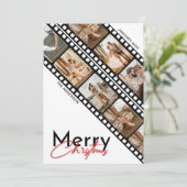Vrolijk Kerstmis Camera Film Minimale Collage Foto Feestdagenkaart (Staand voorkant)