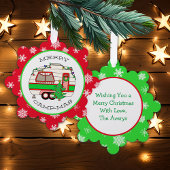 Vrolijk Kerstmis Camping Pun Retro RV Camper Ornament Kaart