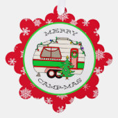 Vrolijk Kerstmis Camping Pun Retro RV Camper Ornament Kaart (Voorkant)