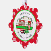 Vrolijk Kerstmis Camping Pun Retro RV Camper Ornament Kaart (Links)