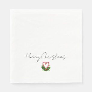 Vrolijk Kerstmis Candy Cane Heart Sweet Vakantie Servet