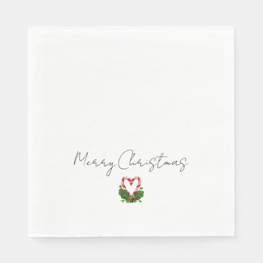 Vrolijk Kerstmis Candy Cane Heart Sweet Vakantie Servet (Voorkant)