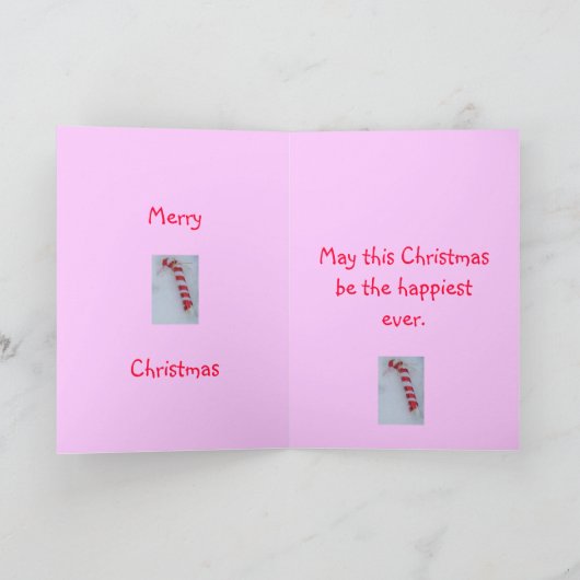 Vrolijk Kerstmis Candy Cane Niece Feestdagen Kaart (Binnen)