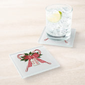 Vrolijk Kerstmis Candy Canes Boeket Glazen Onderzetter (Schuin)
