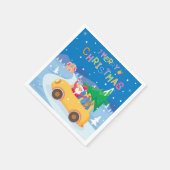 Vrolijk Kerstmis Cartoon Santa Rendier Auto Servet (Hoek)