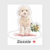 Vrolijk Kerstmis Champagne Cockapo Custom-Cut Viny Sticker (Vel)