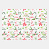 Vrolijk Kerstmis Chic Bloemen Waterverf Poinsettia Inpakpapier Vel (Voorkant)