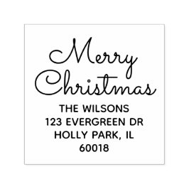 Vrolijk Kerstmis Chic Eenvoudig Script Retouradres Zelfinktende Stempel