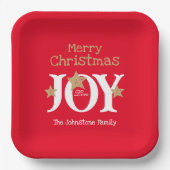 Vrolijk Kerstmis Chic Script Cool Red Party Papieren Bordje (Voorkant)