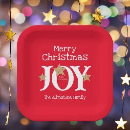 Vrolijk Kerstmis Chic Script Elegant Rood Kerstmis Papieren Bordje