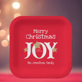 Vrolijk Kerstmis Chic Script Elegant Rood Kerstmis Papieren Bordje
