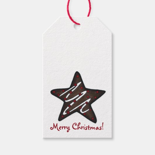 Vrolijk Kerstmis Chocolade Peppermint Star Cookie Cadeaulabel (Voorkant)