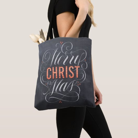 Vrolijk KERSTMIS Christelijk Jesus God Chalkboard Tote Bag (Dichtbij)