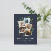 Vrolijk Kerstmis Collage Custom Modern Holly Feestdagenkaart (Staand voorkant)