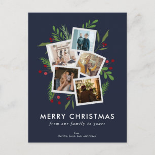 Vrolijk Kerstmis Collage Custom Modern Holly Feestdagenkaart