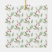 Vrolijk Kerstmis Collage Custom Modern Holly Keramisch Ornament (Achterkant)