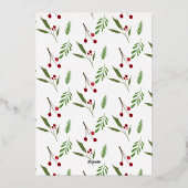 Vrolijk Kerstmis Collage Zwart Modern Holly Folie Feestdagenkaart (Achterkant)