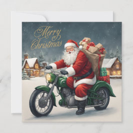 Vrolijk Kerstmis Cool  Santa op Motorcycle Feestdagenkaart