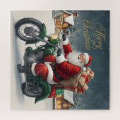 Vrolijk Kerstmis Cool  Santa op Motorcycle Legpuzzel (Horizontaal)